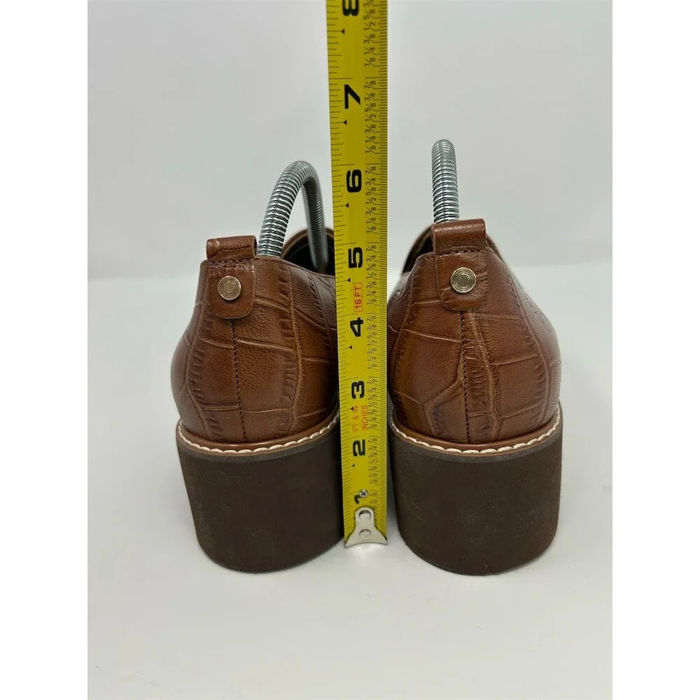 Naturalizer Darry Women's Loafer Slip-On Brown Croc Embossed Lug Sole Size 9.5W